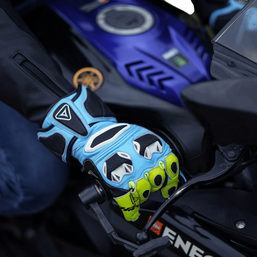Shield Kangaroo Edition Riding Gloves Blue Neon