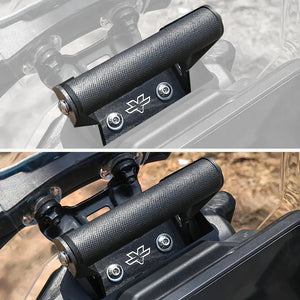 ViaTerra mobile and GPS mount for KTM Adventure 390 Gen 3, featuring a matte black CNC-bent aluminium design.
