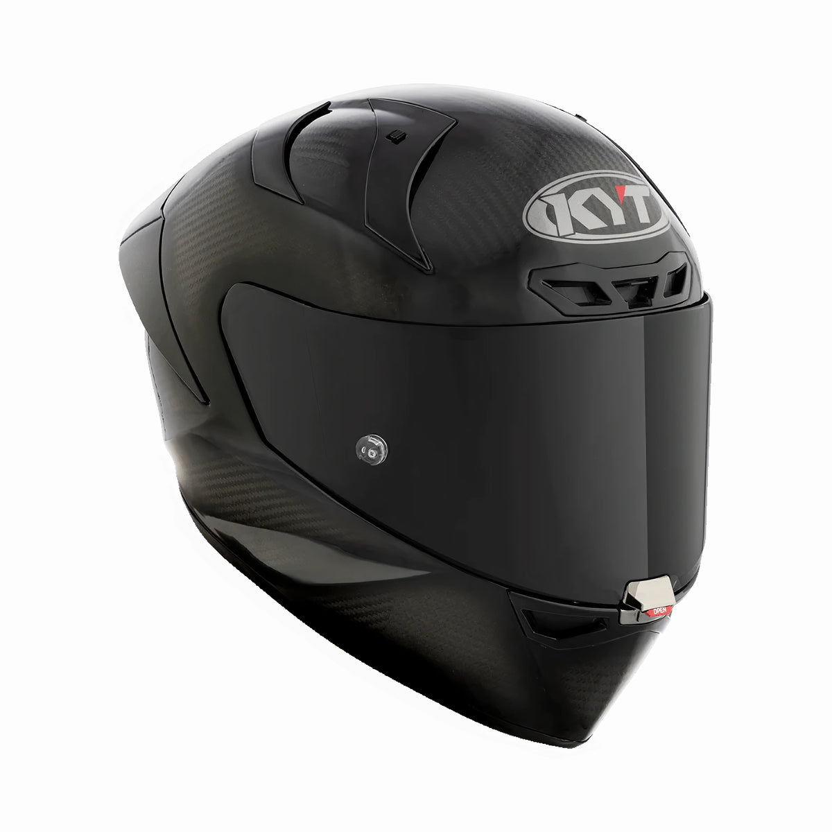 KYT KX-1 Race GP carbon glossy full-face motorcycle helmet with dark visor and aerodynamic spoiler