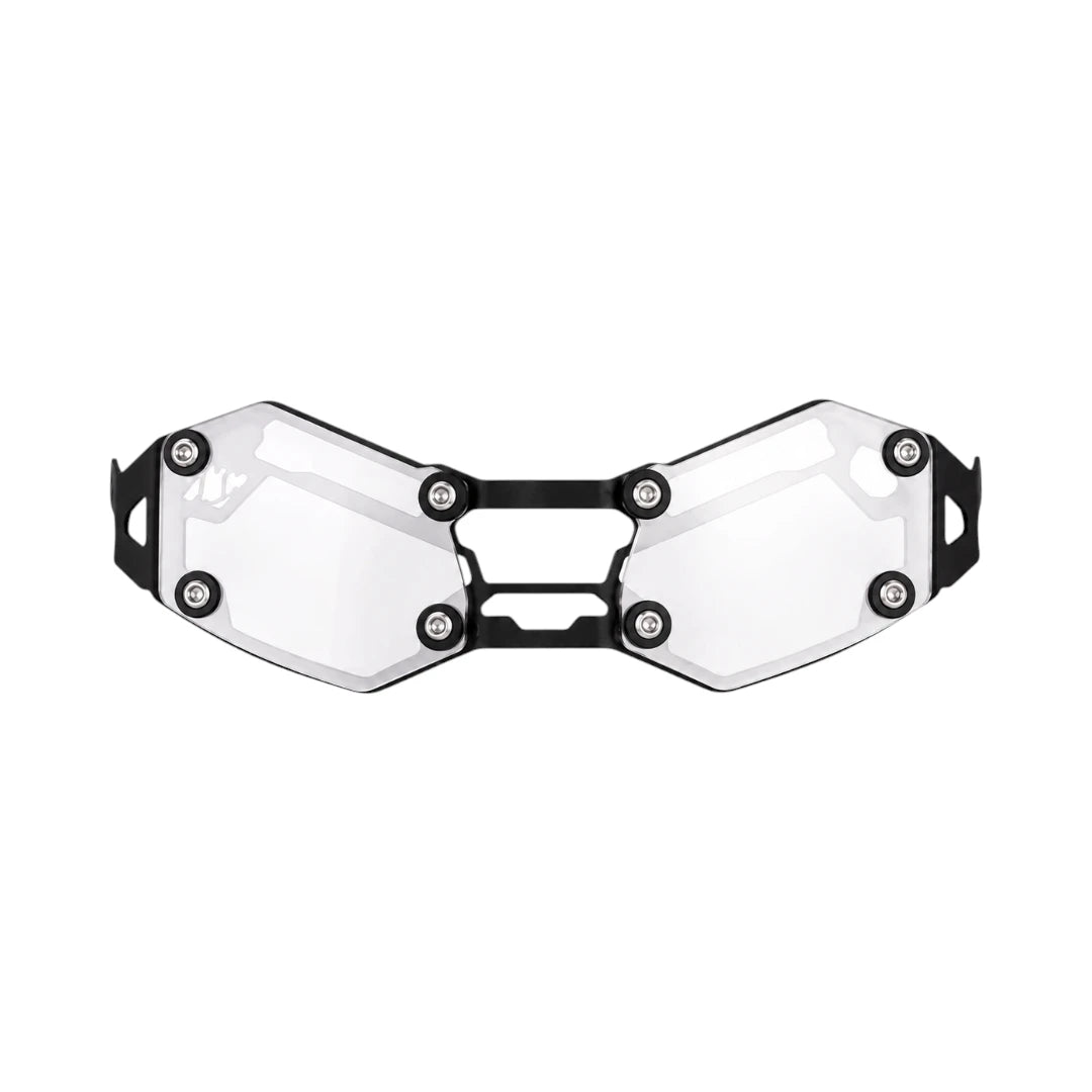 Legundary Oculus black steel headlight shield for Triumph Tiger 900 adventure motorcycle protection