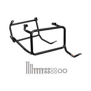 black steel side box mount and saddle stay for Triumph Tiger 900 with included mounting hardware kit
