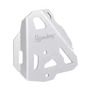 Legundary silver aluminium boot guards for Triumph Tiger 900, designed to protect against boot scuffs.