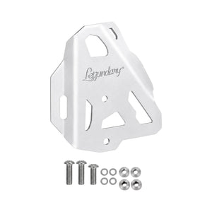 Legundary silver aluminium boot guards for Triumph Tiger 900 with mounting hardware included