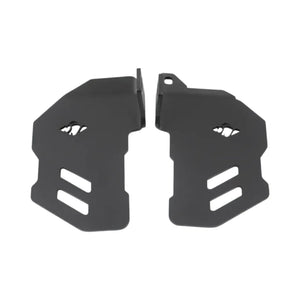 Black mild steel bolster pillion footrests for TVS Apache RTX 300 with powder-coated finish