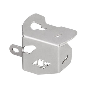 Legundary silver CNC-machined aluminium rear oil cap for TVS Apache RTX 300 motorcycle
