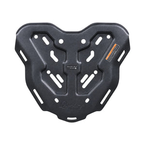 Legundary Genesis black luggage carrier plate for TVS Apache RTX 300 with mounting slots and load limit label