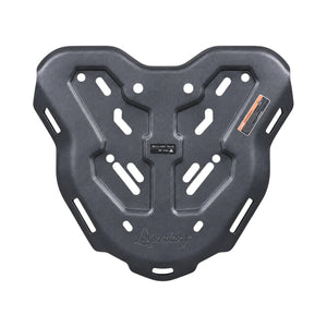 Legundary Genesis black aluminium carrier plate for TVS Apache RTX 300 with luggage mounting slots