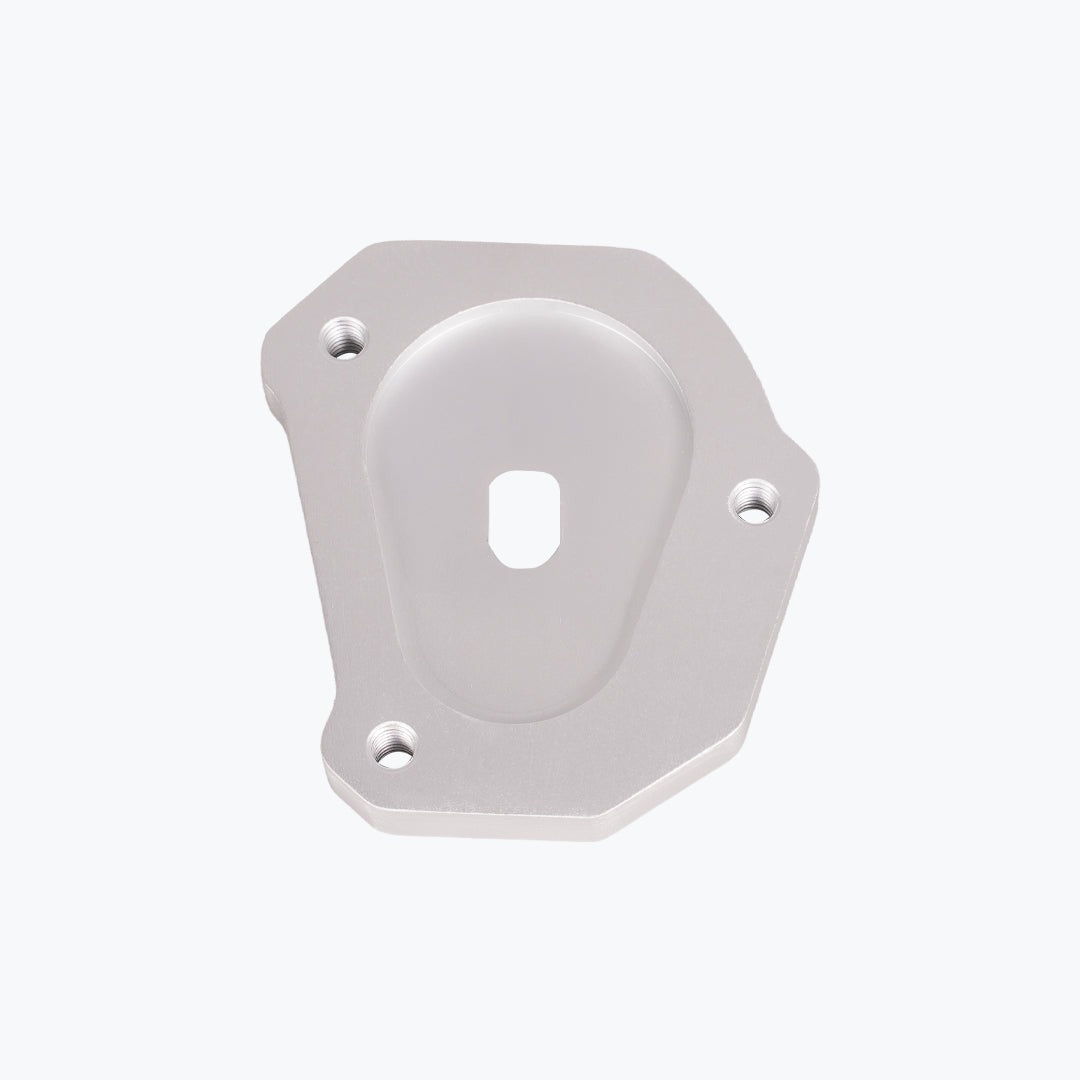 Legundary Genesis side stand base for TVS Apache RTX 300 in silver aluminium for improved parking stability