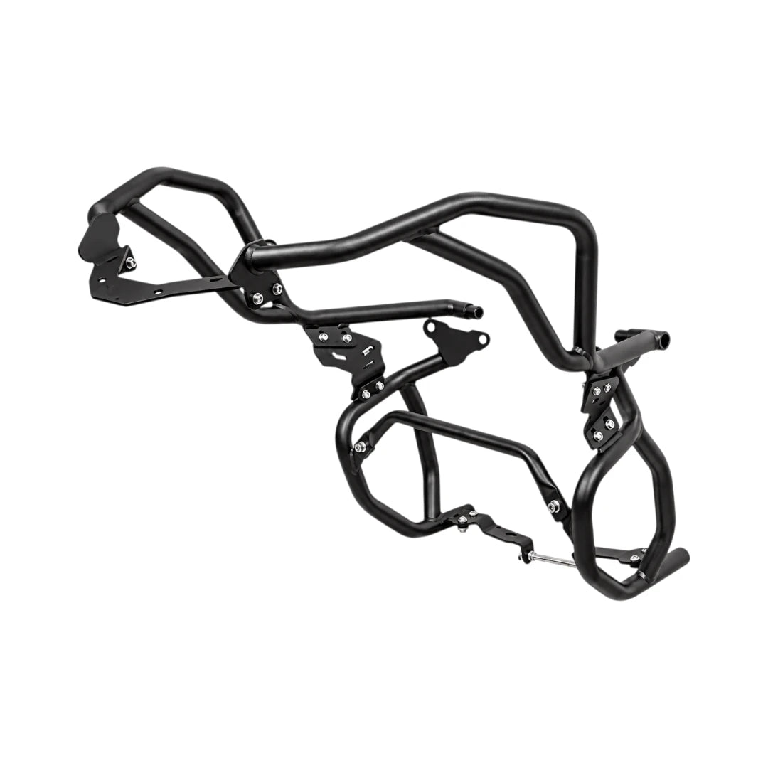 Legundary Raptor black steel upper and lower crash guard set for TVS Apache RTX 300 motorcycle