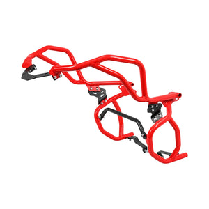 Legundary Raptor red upper and lower crash guard set for TVS Apache RTX 300 made of powder-coated steel