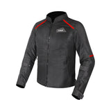 LS2 Breeze black and red mesh motorcycle jacket with CE Level 2 protectors for summer riding