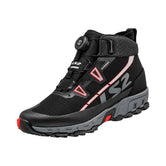 LS2 Trekker waterproof adventure motorcycle boots in black with SPINON lacing and reinforced ankle protection.