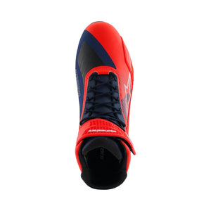 Motodrift Alpinestars MM93 Faster-4 riding shoes in red fluo and dark blue with protective microfiber construction.