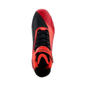 Motodrift Alpinestars MM93 Faster-4 motorcycle riding shoes in bright red and black, top-down view