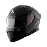 Motodrift Axor Apex solid black full-face motorcycle helmet with clear visor and aerodynamic design
