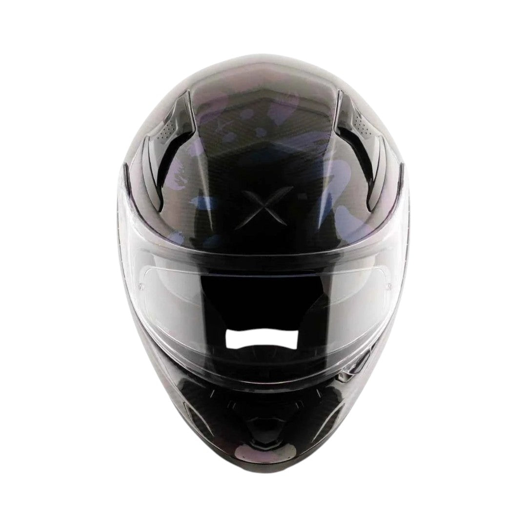 Motodrift Axor Apex Gloss Carbon motorcycle helmet featuring a lightweight carbon fiber shell and clear visor.