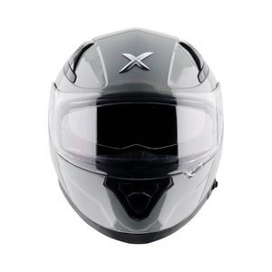 Motodrift Axor Apex solid grey full-face motorcycle helmet with clear visor and internal sun shield