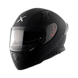 Motodrift Axor Apex solid matte black full-face motorcycle helmet with clear visor and aerodynamic design