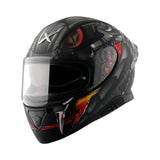 Motodrift Axor Apex Venomous sport-touring helmet in black with aggressive red and yellow graphic details and clear visor