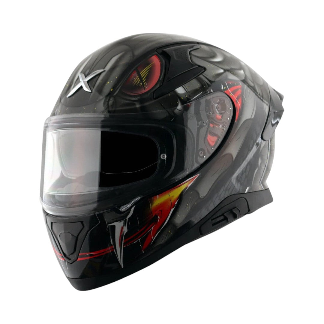 Motodrift Axor Apex Venomous sport-touring helmet in black with aggressive red and grey graphic design