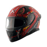 Motodrift Axor Apex Venomous full-face motorcycle helmet in red and black with aggressive graphic design