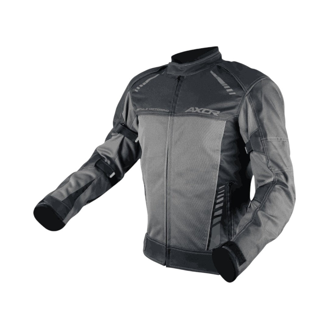 Motodrift Axor Nimbuz grey mesh motorcycle riding jacket with Level 2 armour and ventilation panels