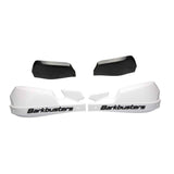 Motodrift Barkbusters VPS white plastic handguards with black wind deflectors for adventure motorcycle protection