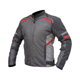 Motodrift Bison Raptor V.2 grey and red motorcycle riding jacket with protective mesh and adjustable straps