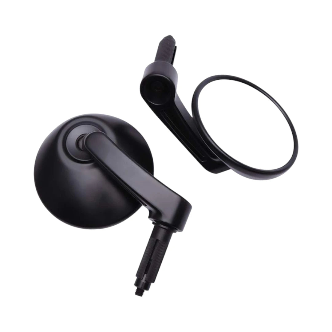 Motodrift premium round black motorcycle bar end mirrors with adjustable stems for enhanced visibility