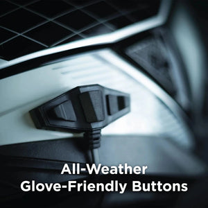 Motodrift BluArmor C40 Bluetooth intercom featuring large, tactile, glove-friendly buttons for easy operation.