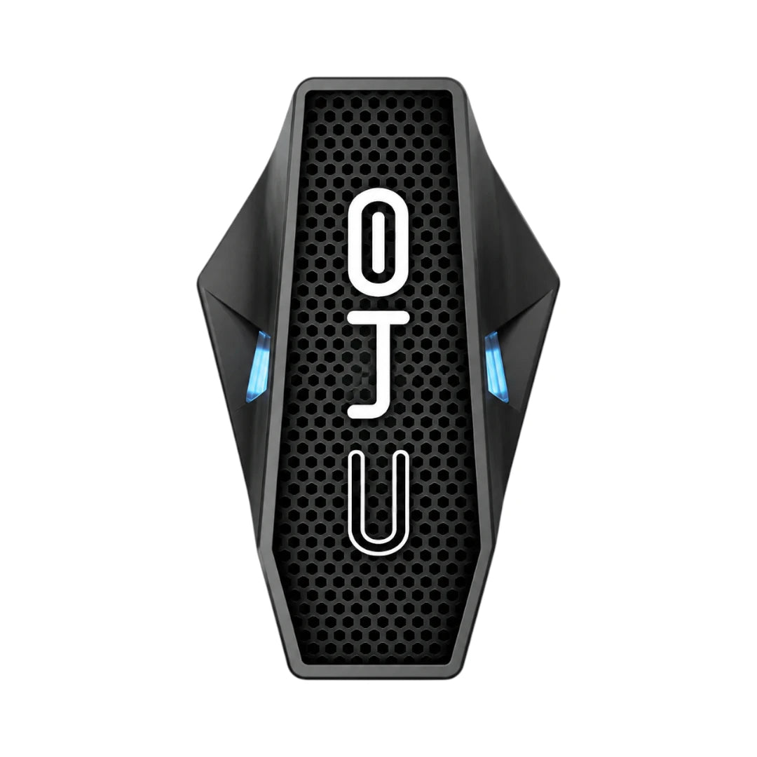Motodrift BluArmor C40 Bluetooth mesh motorcycle intercom with black hexagonal grille and blue LED accents