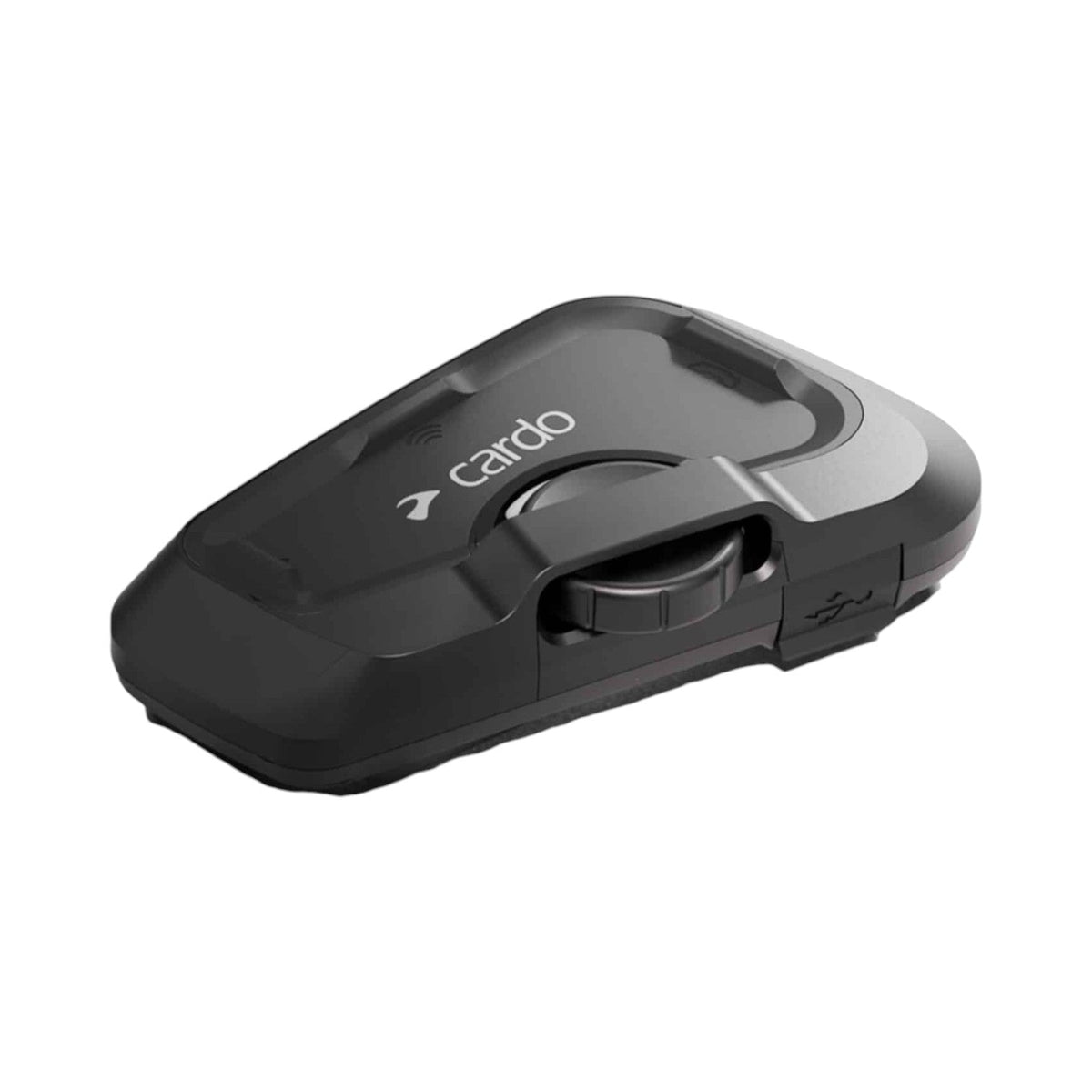 Motodrift Cardo Freecom 2X Bluetooth motorcycle communication unit in black with control wheel and USB-C port