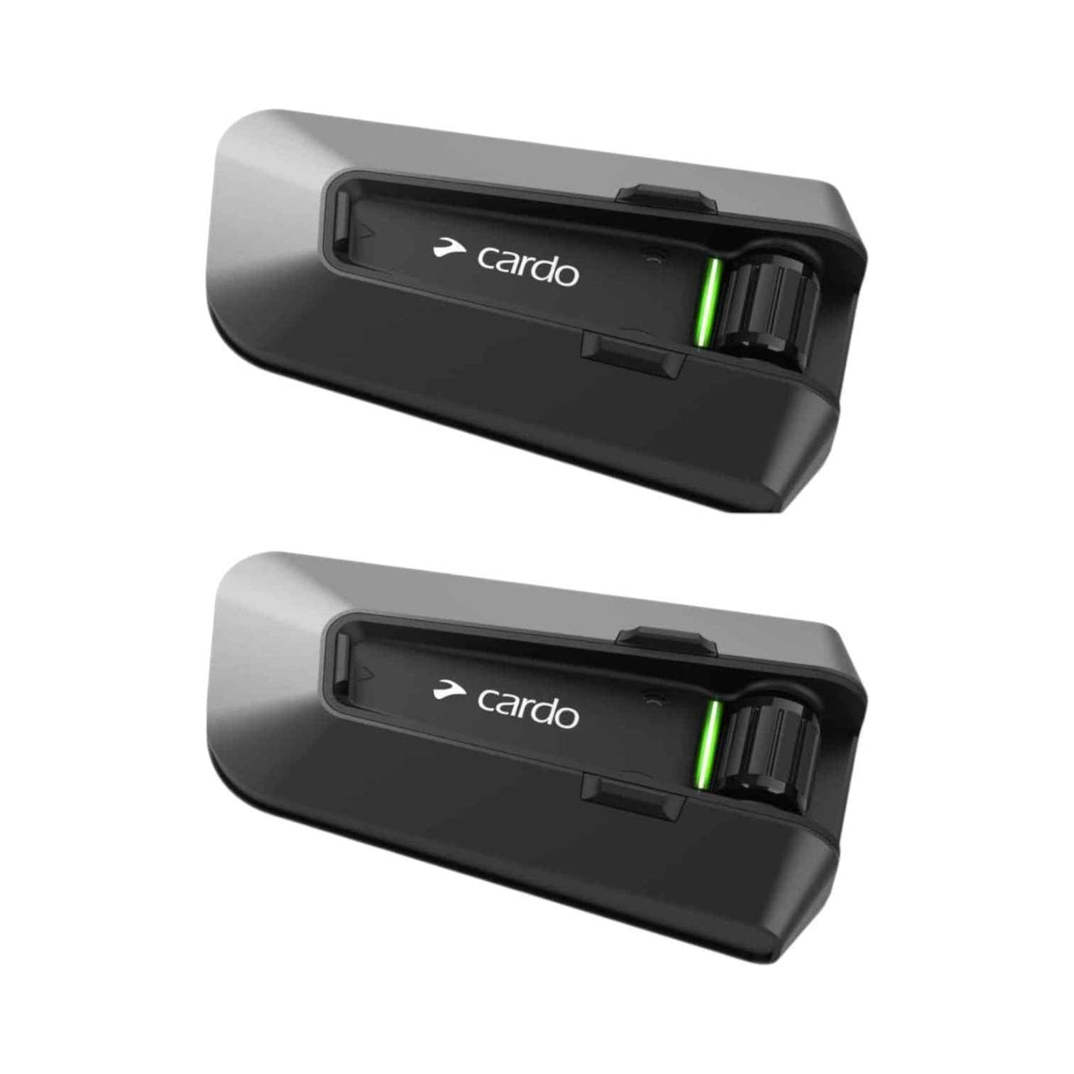 Motodrift Cardo Packtalk Edge Duo motorcycle communication system units with magnetic mount and sleek black design