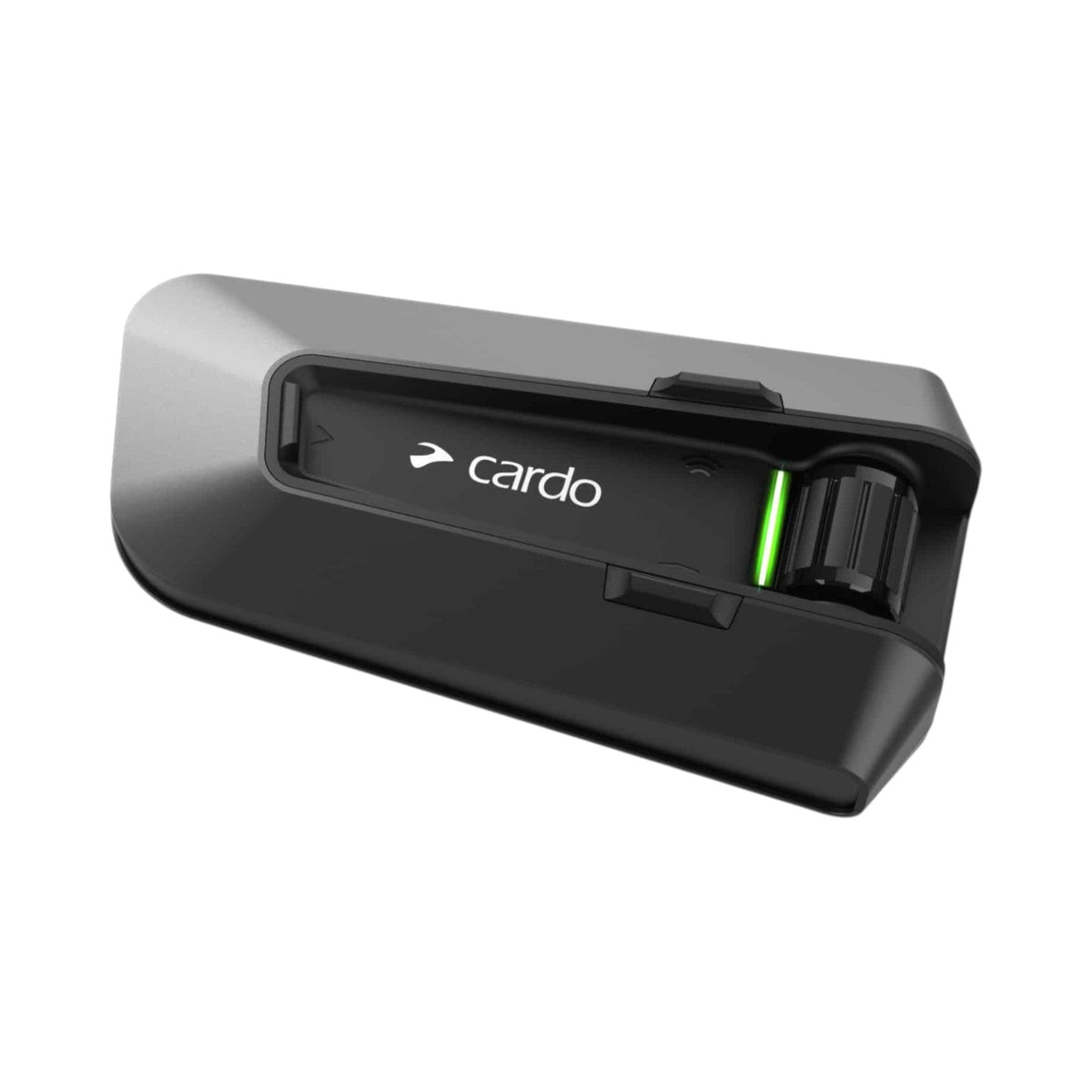 Motodrift Cardo Packtalk Edge motorcycle communication unit with sleek black design and magnetic air mount