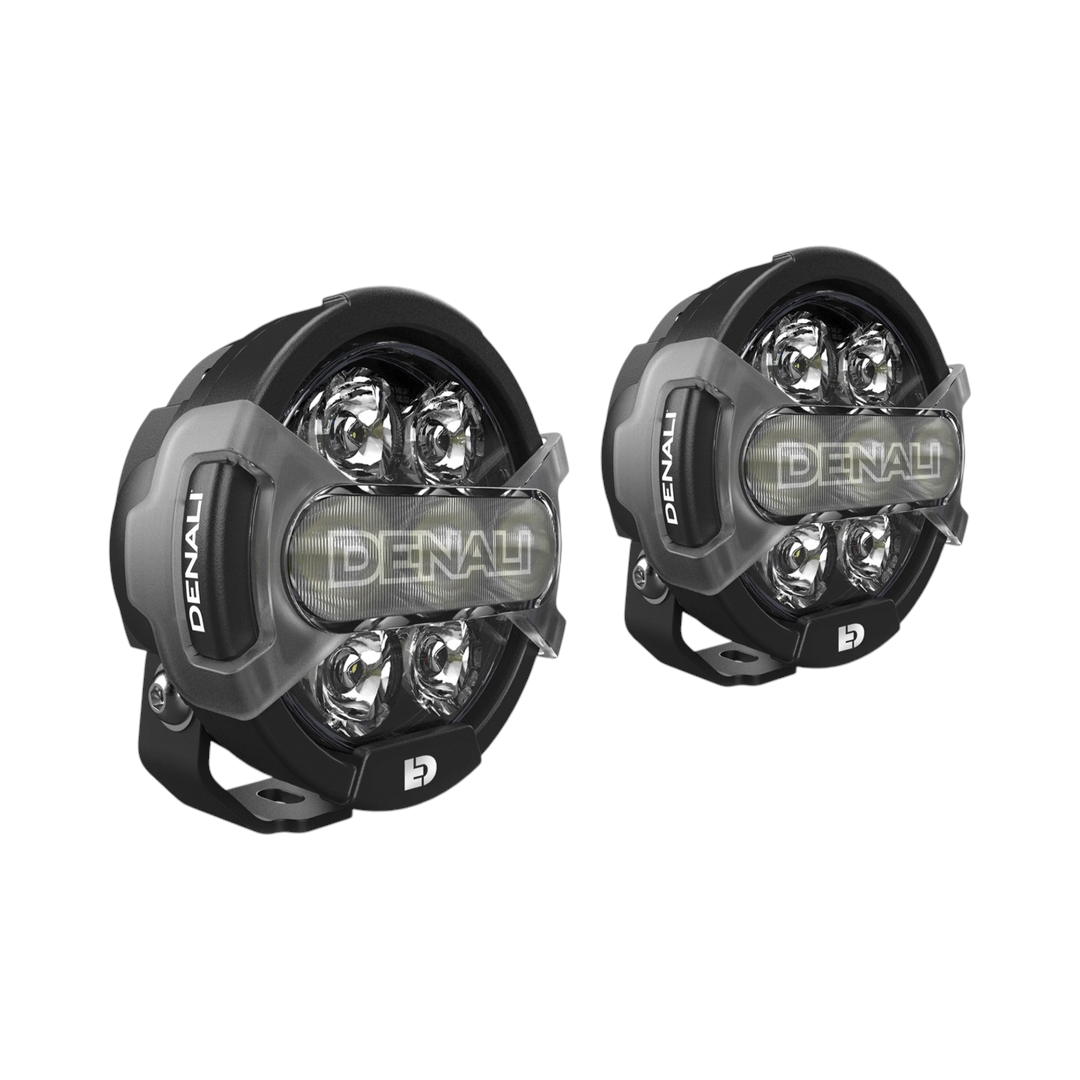 Motodrift pair of Denali D7 PRO auxiliary light pods featuring modular X-Lens system and high-intensity LED optics.