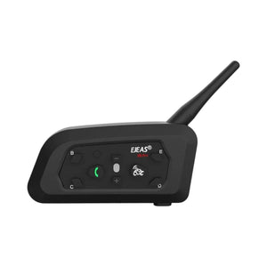 Motodrift EJEAS V6 Pro black motorcycle Bluetooth intercom with antenna and control buttons for rider communication