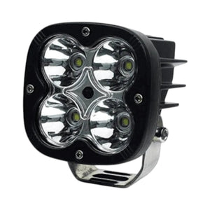 Motodrift HJG 4 LED Cree square fog light with a black housing and metal mounting bracket for motorcycles