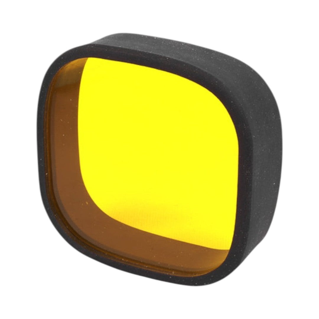 Motodrift HJG 4 LED square fog light with a bright yellow lens cap for motorcycle visibility and all-weather use.