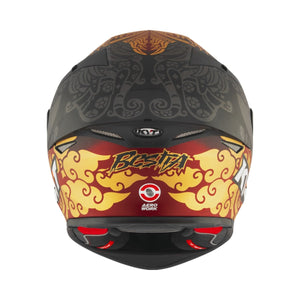 Motodrift KYT TT Revo Enea Bastianini Indonesia 2023 matte replica motorcycle helmet, rear view with racing graphics.