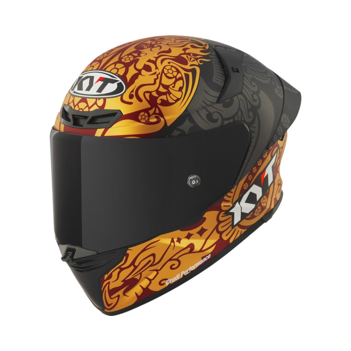 Motodrift KYT TT Revo Enea Bastianini matte replica motorcycle helmet featuring bold orange and black racing graphics.