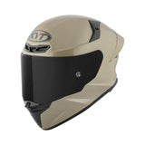 Motodrift KYT TT Revo Plain sport touring helmet in matte beige with a dark tinted visor and aerodynamic shell design.