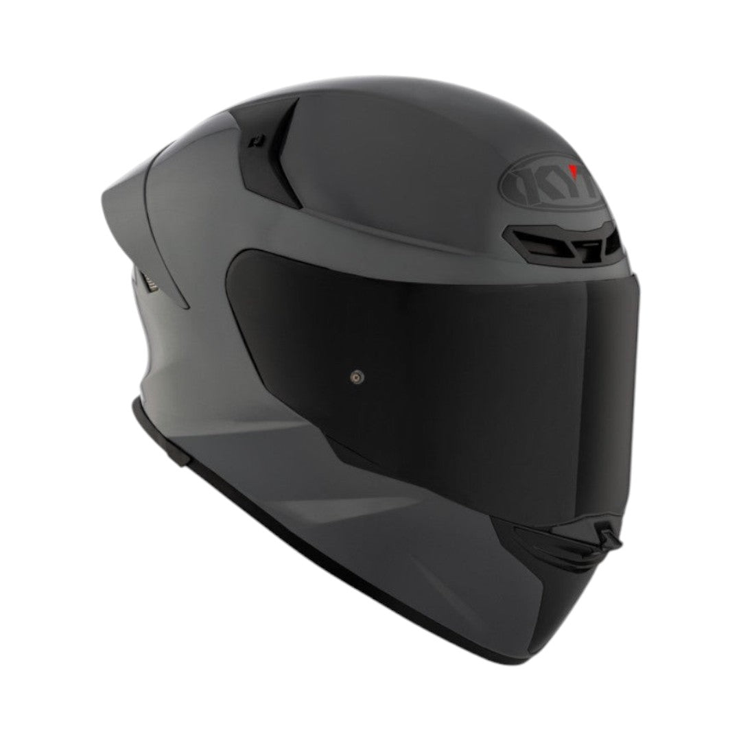Motodrift KYT TT Revo Plain matte grey sport touring helmet with a dark tinted visor and aerodynamic design.