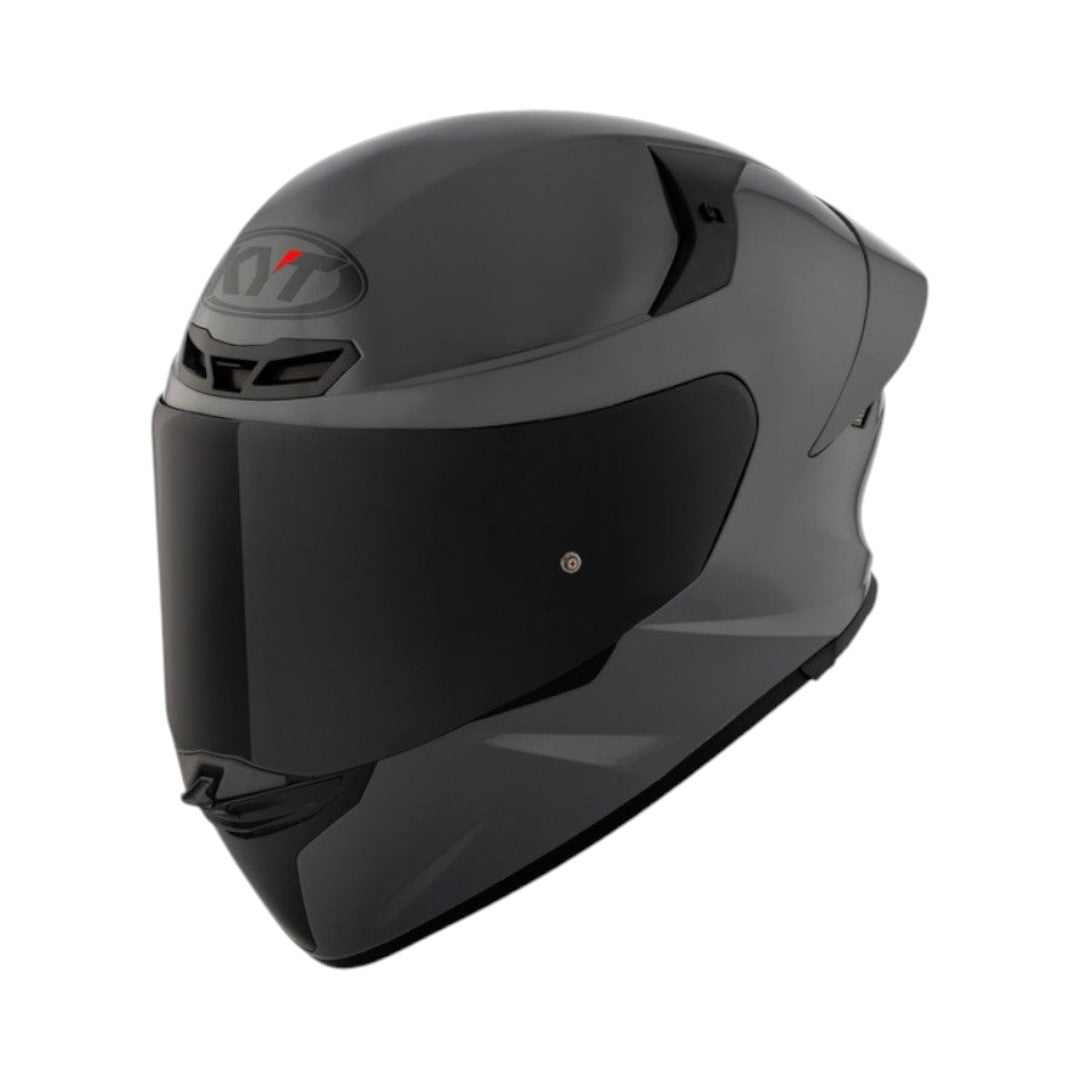 Motodrift KYT TT Revo Plain sport touring helmet in matte grey with a dark tinted visor and aerodynamic shell design.