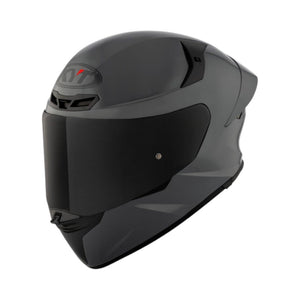 Motodrift KYT TT Revo Plain sport touring helmet in matte grey with a dark tinted visor and aerodynamic shell design.