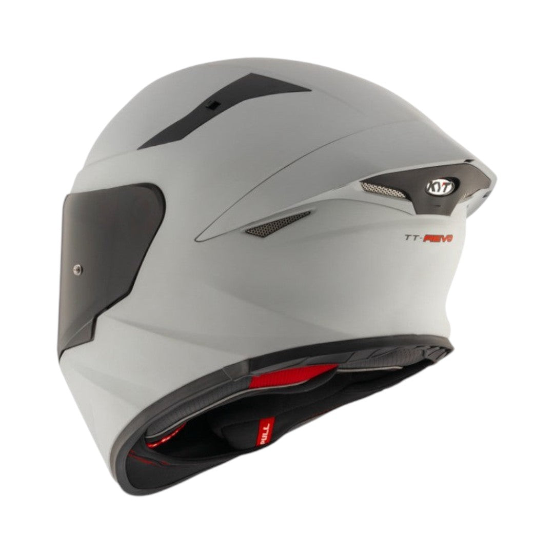 Motodrift KYT TT Revo Plain sport touring helmet in matte grey with aerodynamic rear spoiler and dark visor