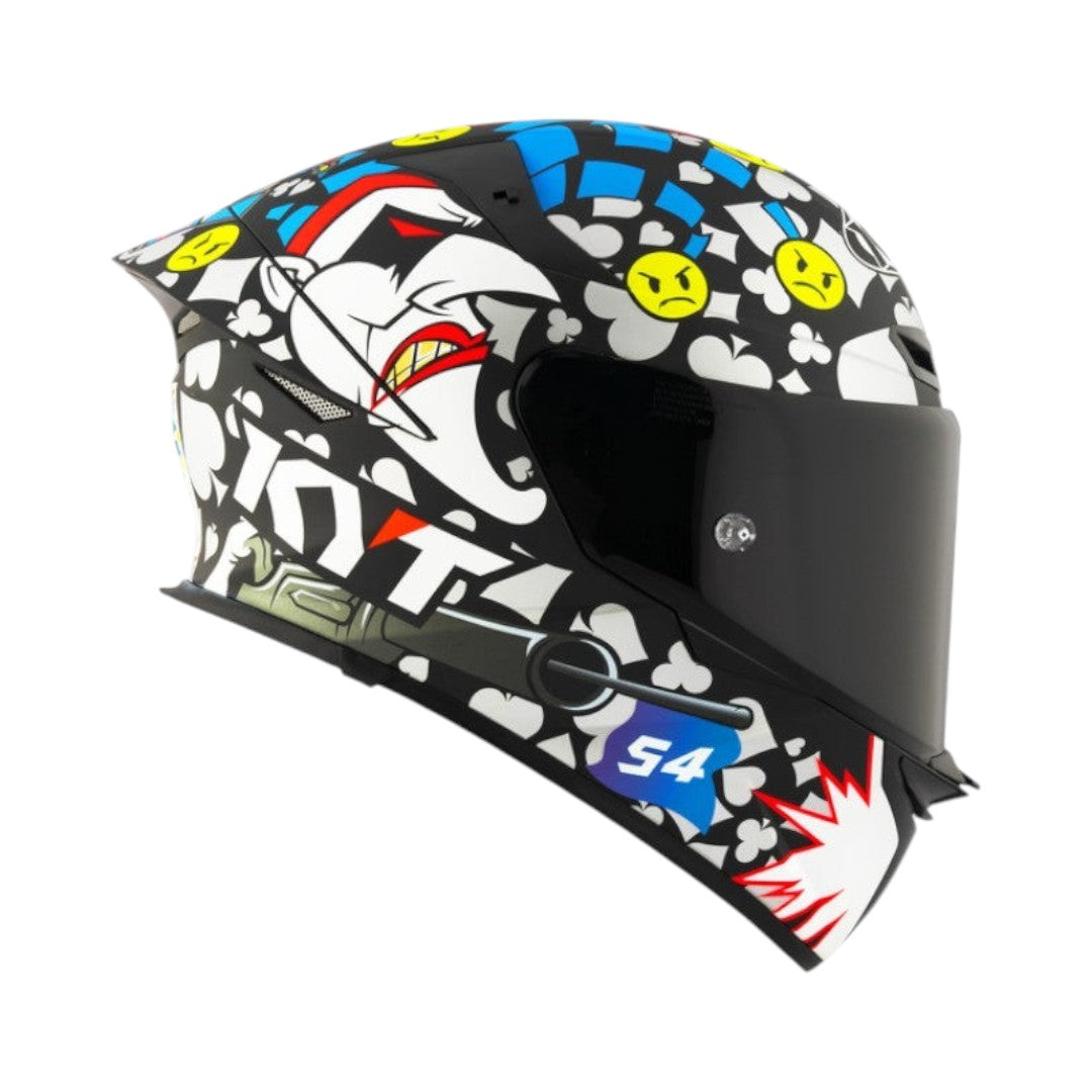 Motodrift KYT TT Revo Ricardo Rossi 2022 replica matte motorcycle helmet with vibrant graphic design and dark visor