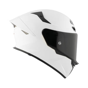 Motodrift KYT TT Revo Plain white sport touring helmet with a dark tinted visor, side profile view.