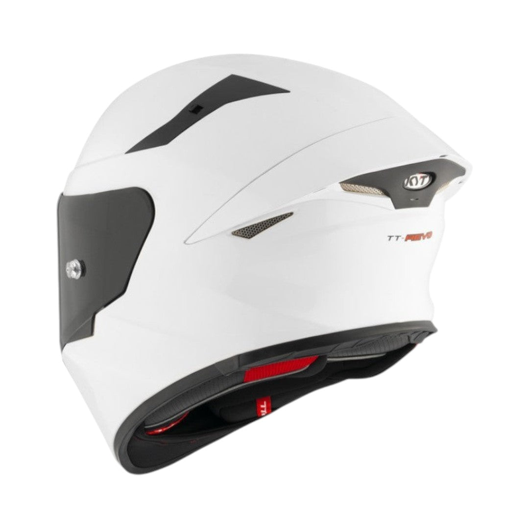 Motodrift KYT TT Revo Plain white sport touring helmet with aerodynamic shell and high-flow ventilation system