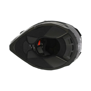 Motodrift LS2 MX436 Pioneer II dual-sport helmet in solid matt black viewed from the top