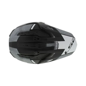 Motodrift LS2 MX436 Pioneer II dual-sport helmet in matt black and white with an adjustable peak and top vents